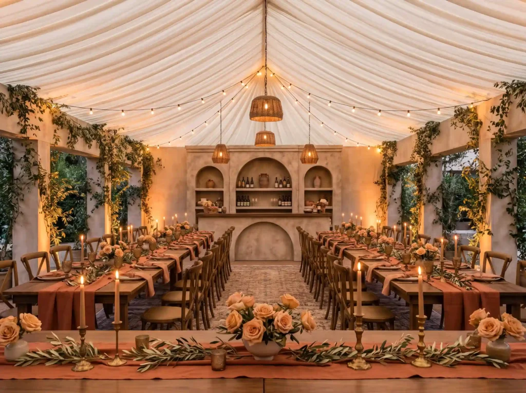 Tuscan tented wedding reception … K