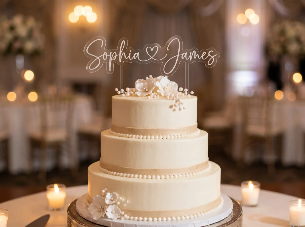Wedding cake with acrylic topper K