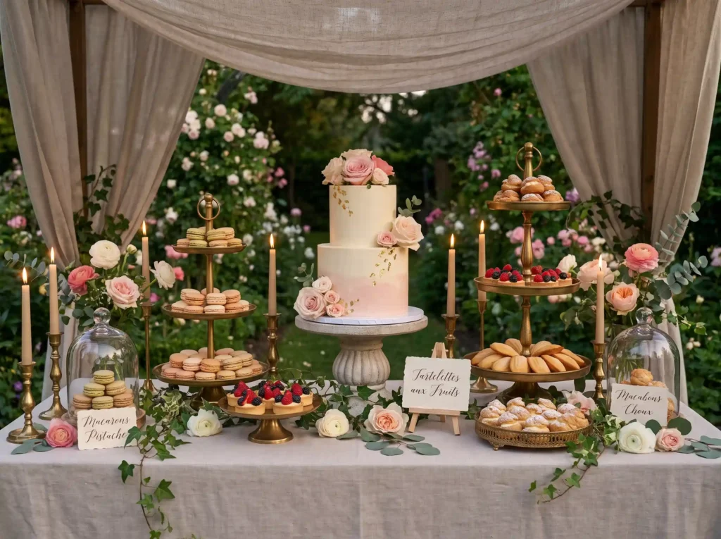 Wedding dessert table with pastries K