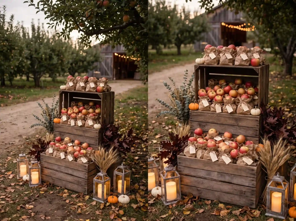 Apples displayed in wooden crates K