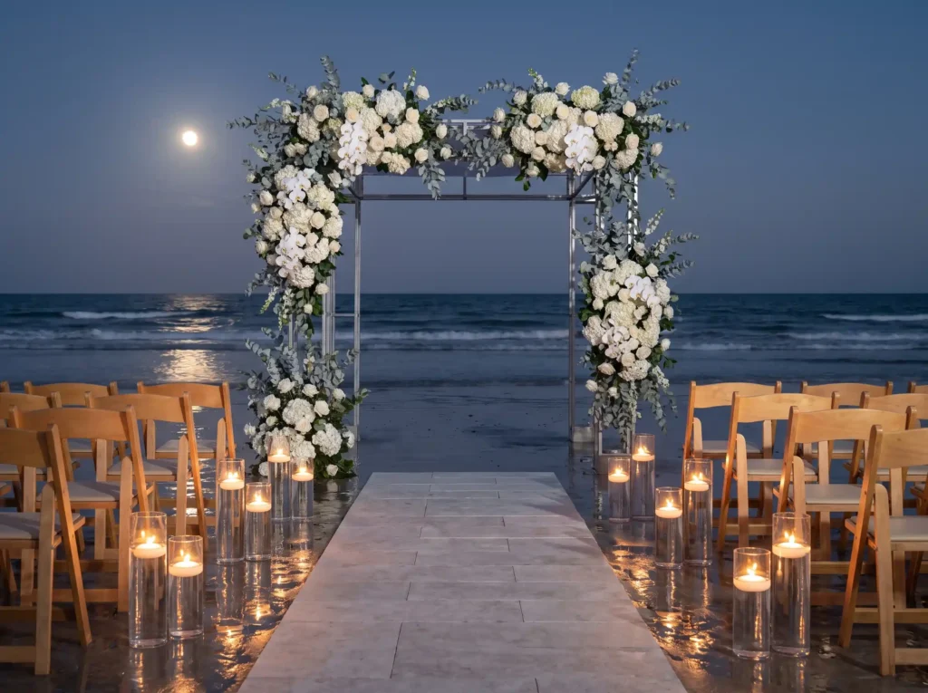 Beach wedding ceremony setup K