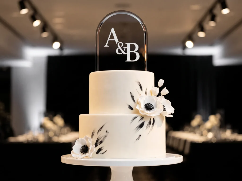 Black acrylic wedding cake topper K