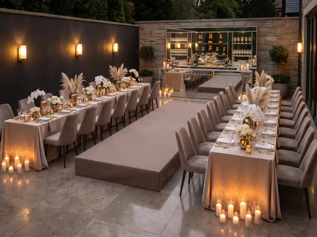 Champagne terrace wedding reception K