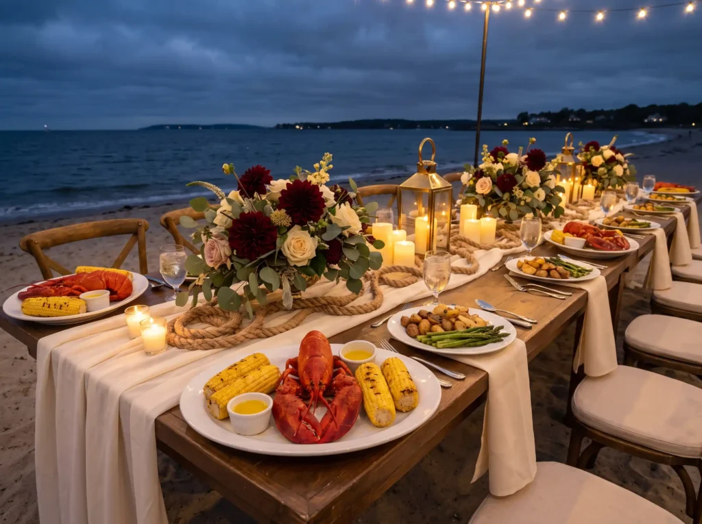 Luxury lobster beach wedding table K