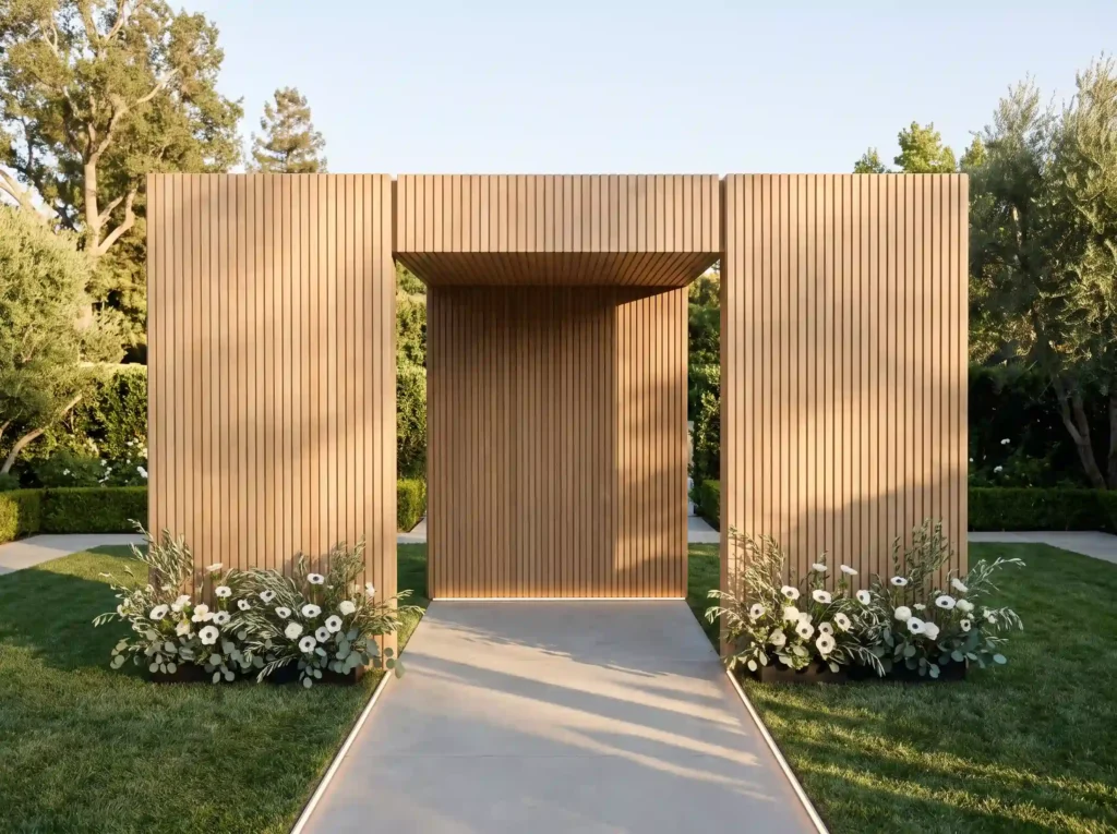 Modern oak slat portal entrance K