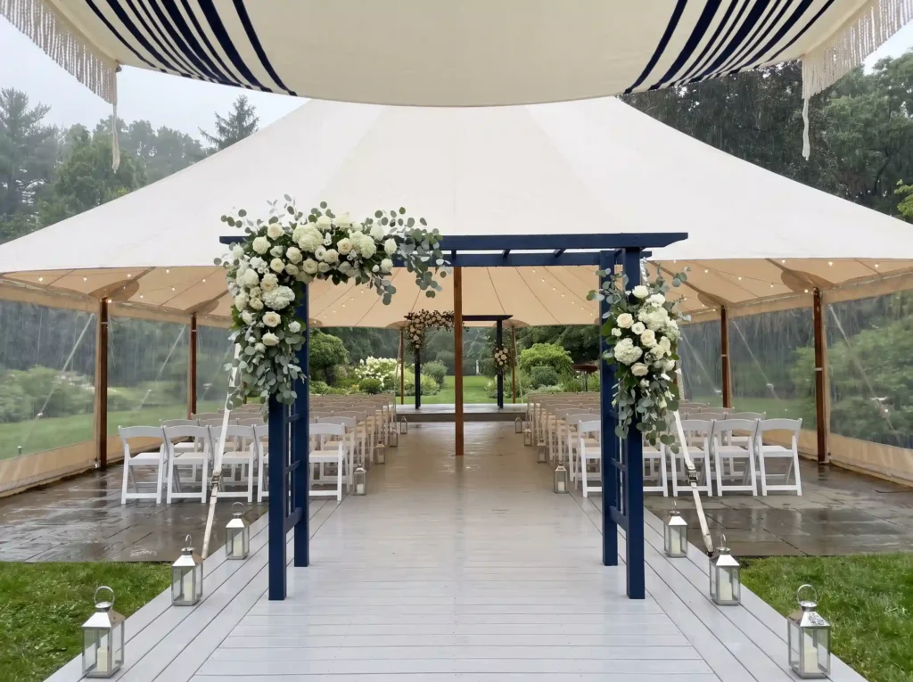 Navy and ivory wedding pavilion K