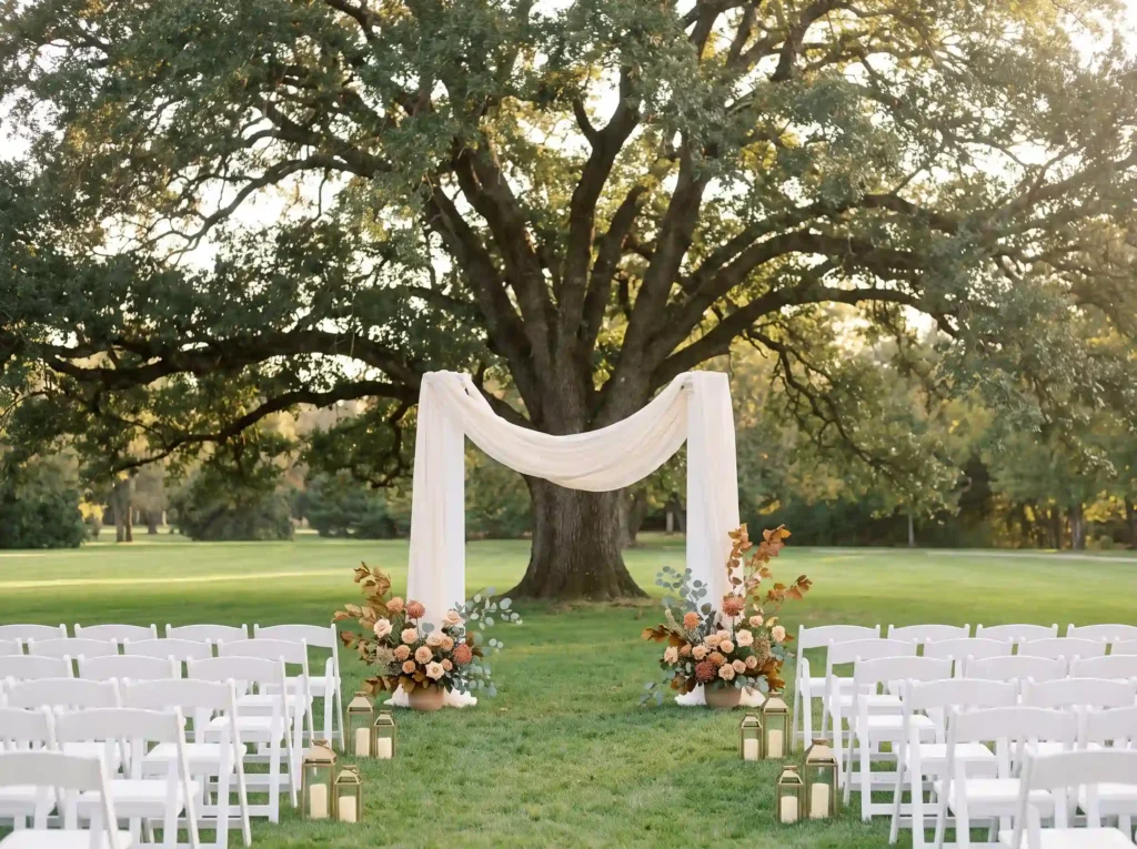 Outdoor wedding ceremony beneath… K
