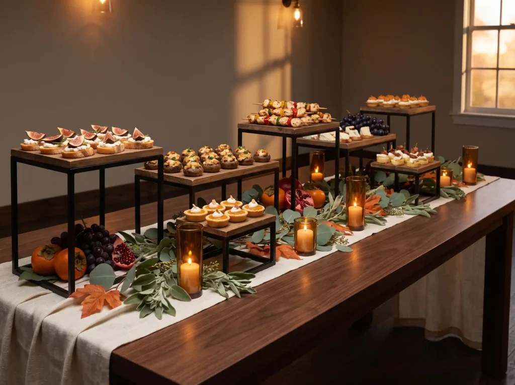 Tiered autumn appetizer buffet d… K