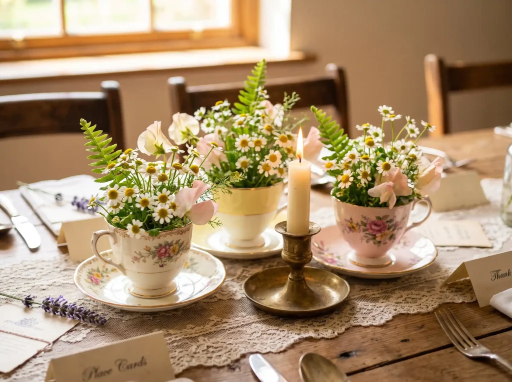 Wildflower teacup centerpiece ar… K