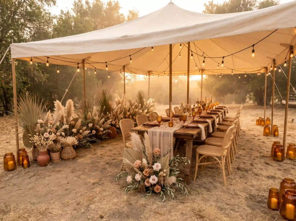 Bohemian canopy wedding dinner s… K
