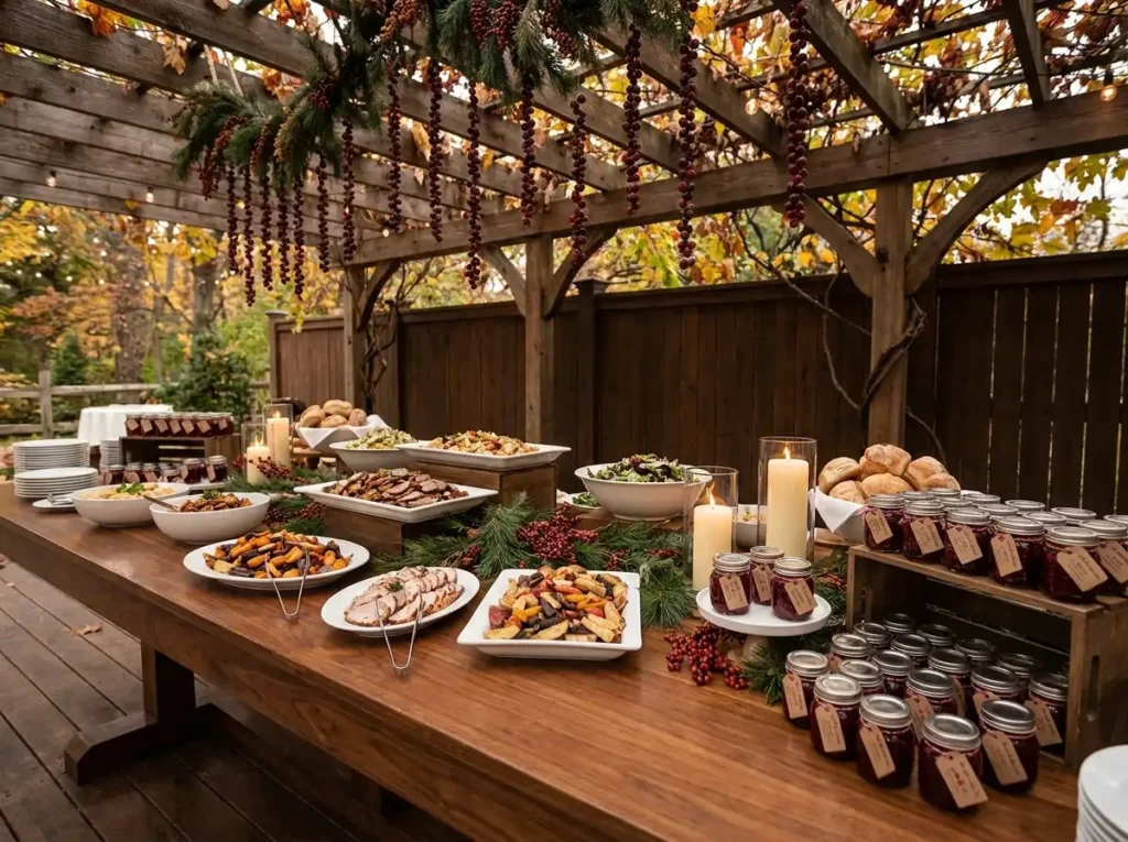 Buffet table with winter fall