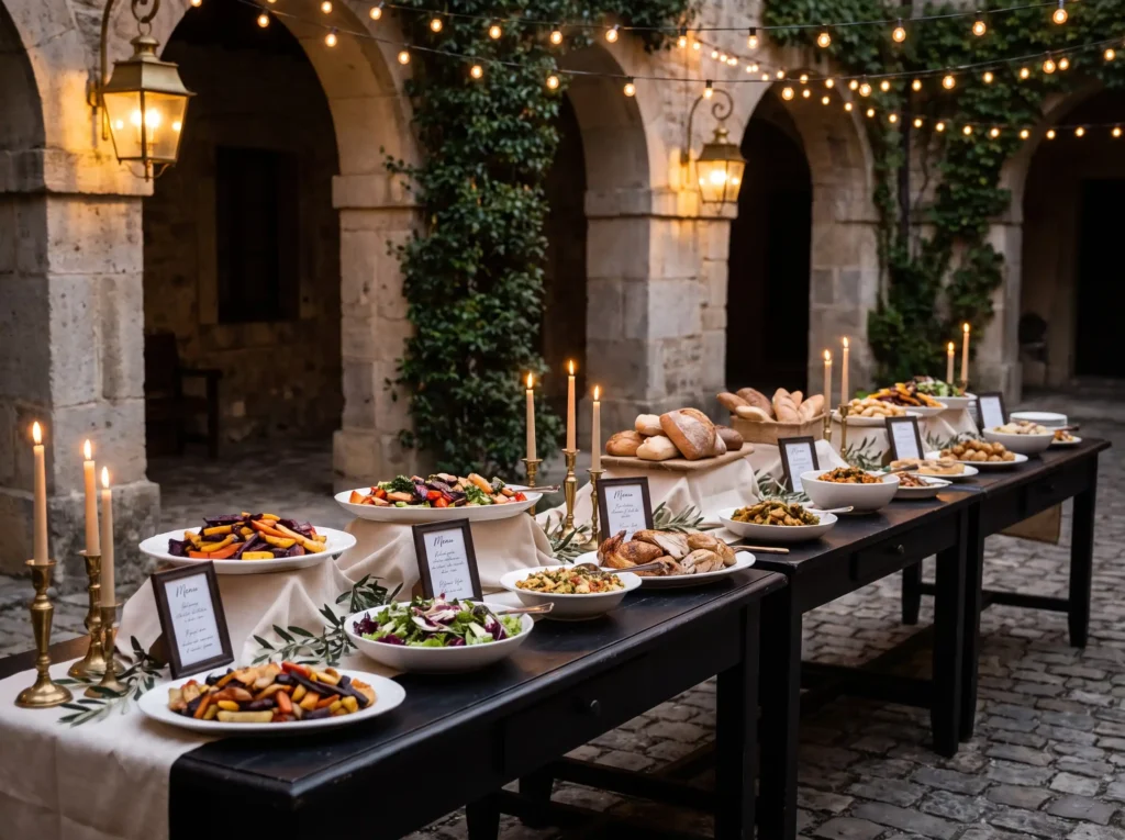 Buffet tables styled for wedding K