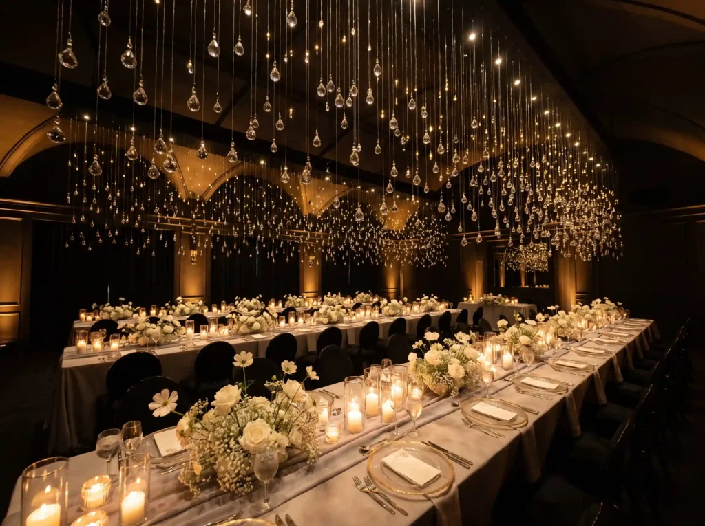 Candlelit winter wedding reception K
