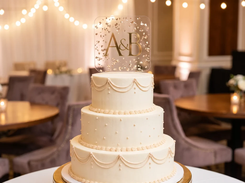 Champagne confetti wedding cake … K