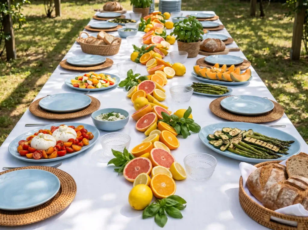 Citrus and burrata summer table K