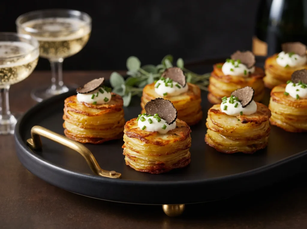 Miniature truffle potato stacks … K
