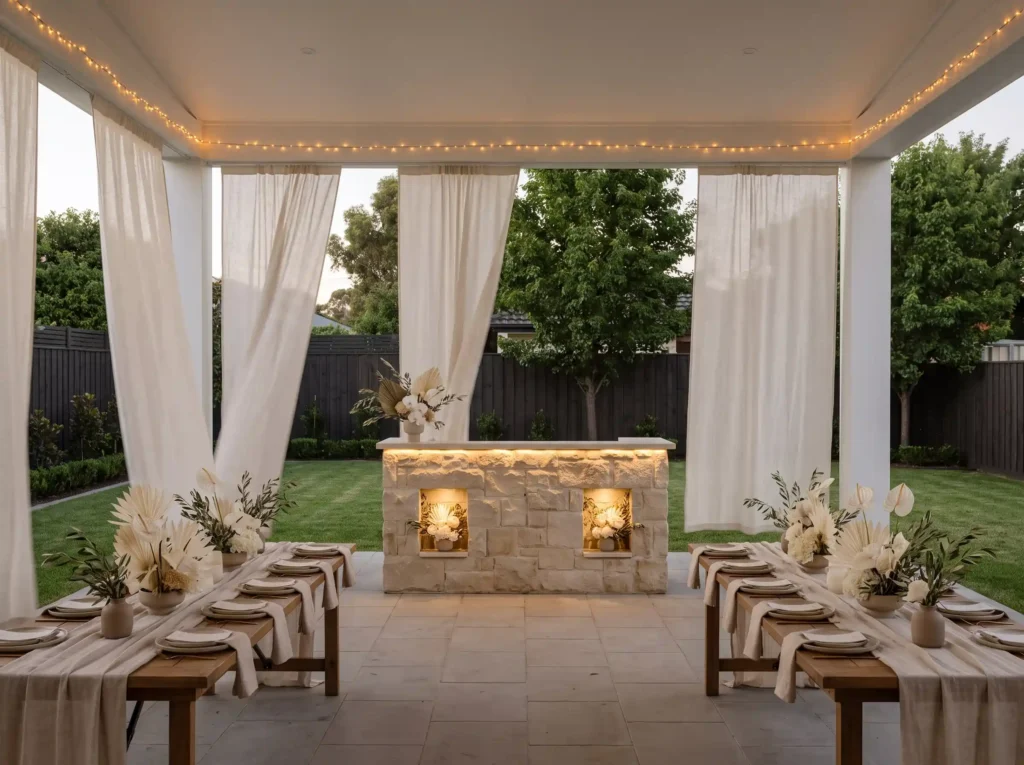 Minimalist linen wedding pavilio… K