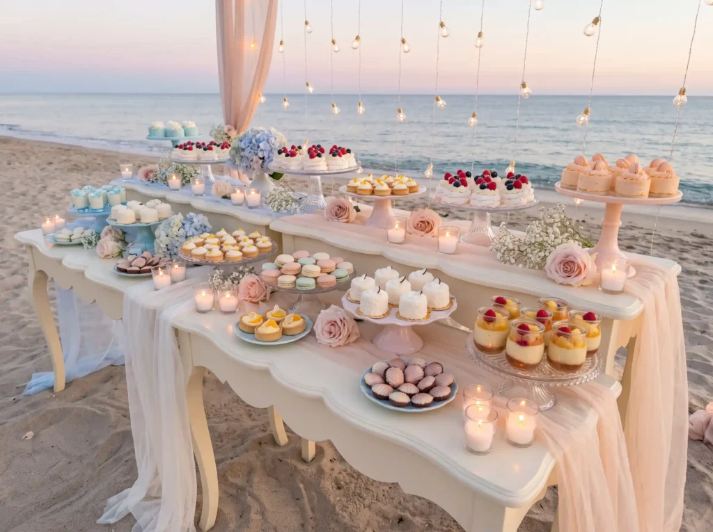 Pastel coastal dessert bar styling K