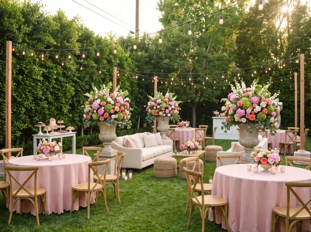 Pink peony garden party reception K
