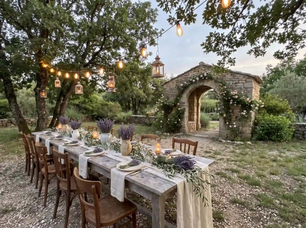 Provençal backyard wedding dinne… K