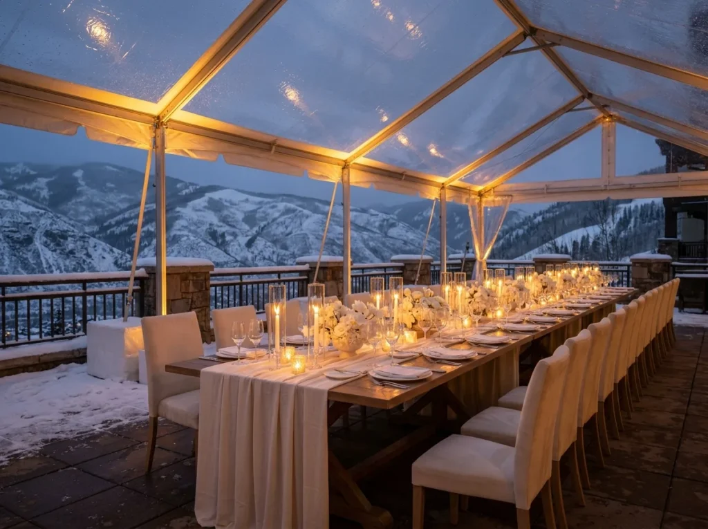 Winter white dinner terrace