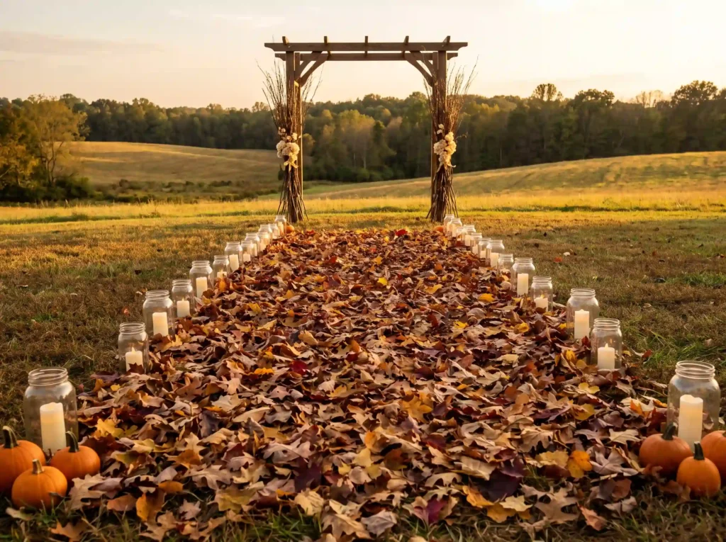 Autumn leaf wedding aisle K