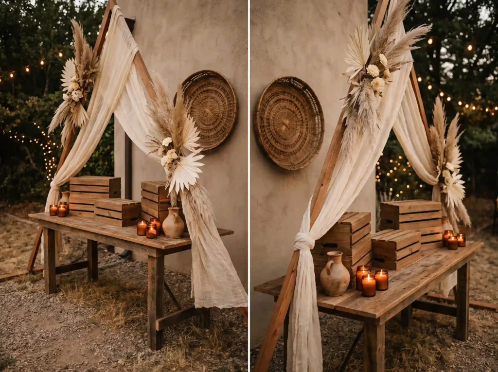 Boho dessert table display K