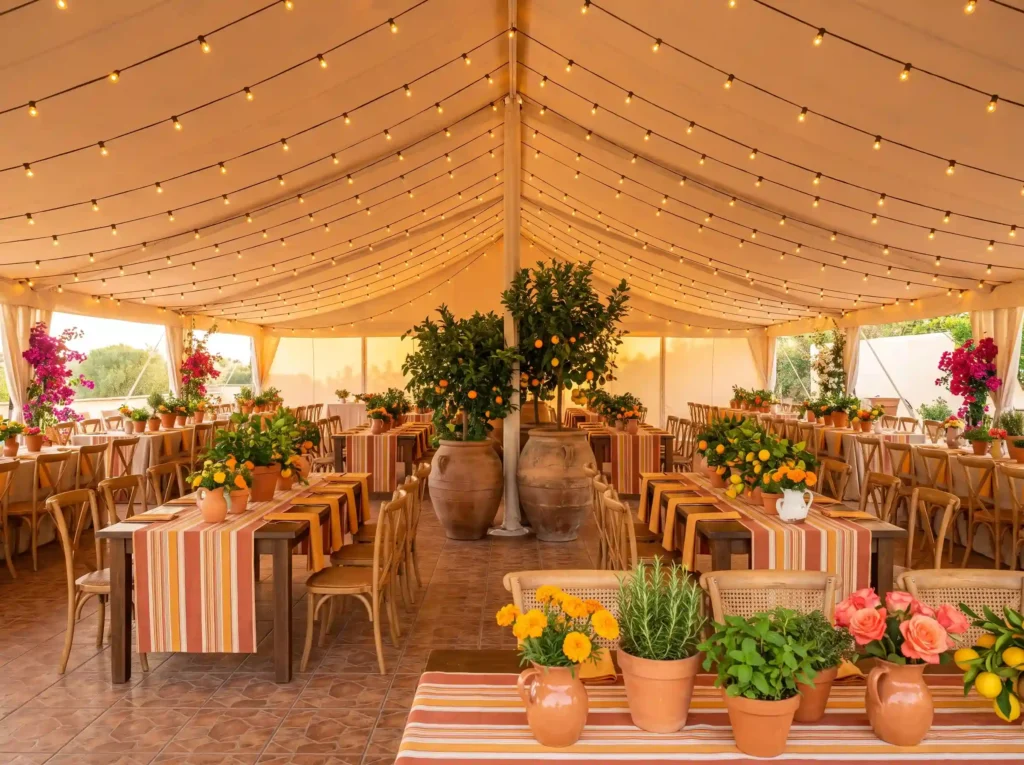 Mediterranean wedding tent setup K