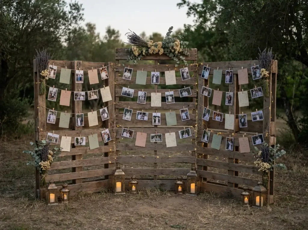 Pallet photo memory wall