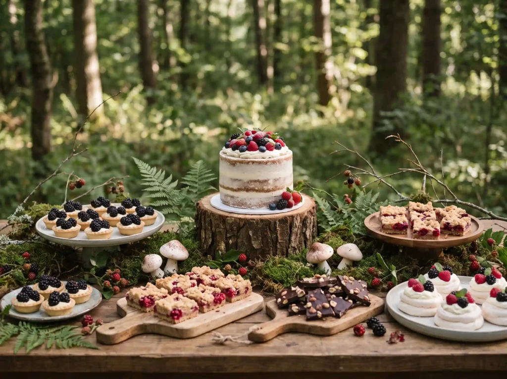 Woodland berry dessert table dis… K