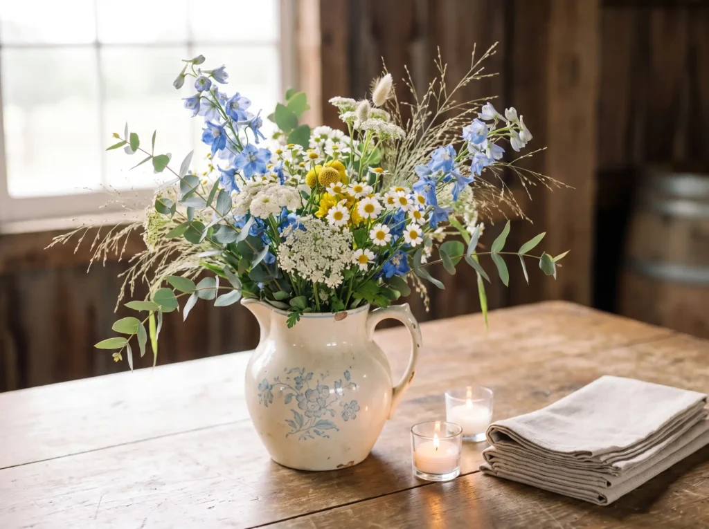 Ceramic pitcher with wildflower … K