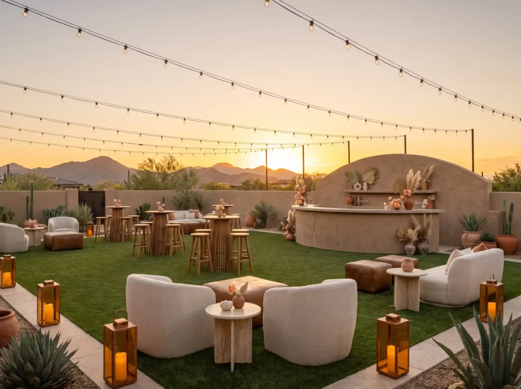 Desert cocktail reception setup K