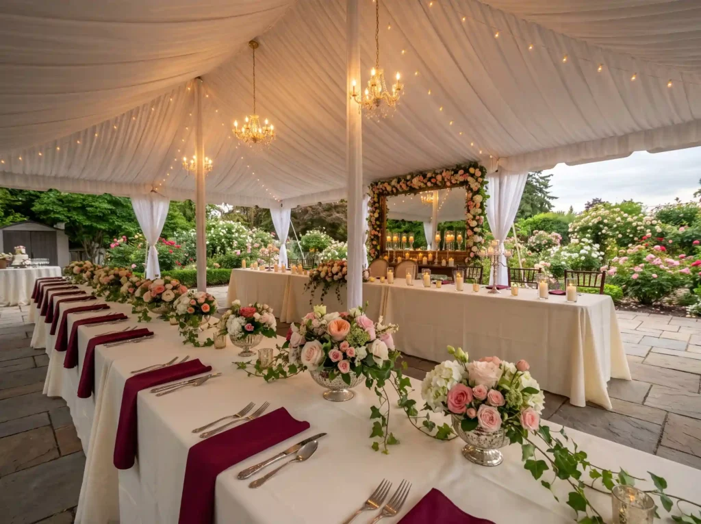 English garden wedding reception… K