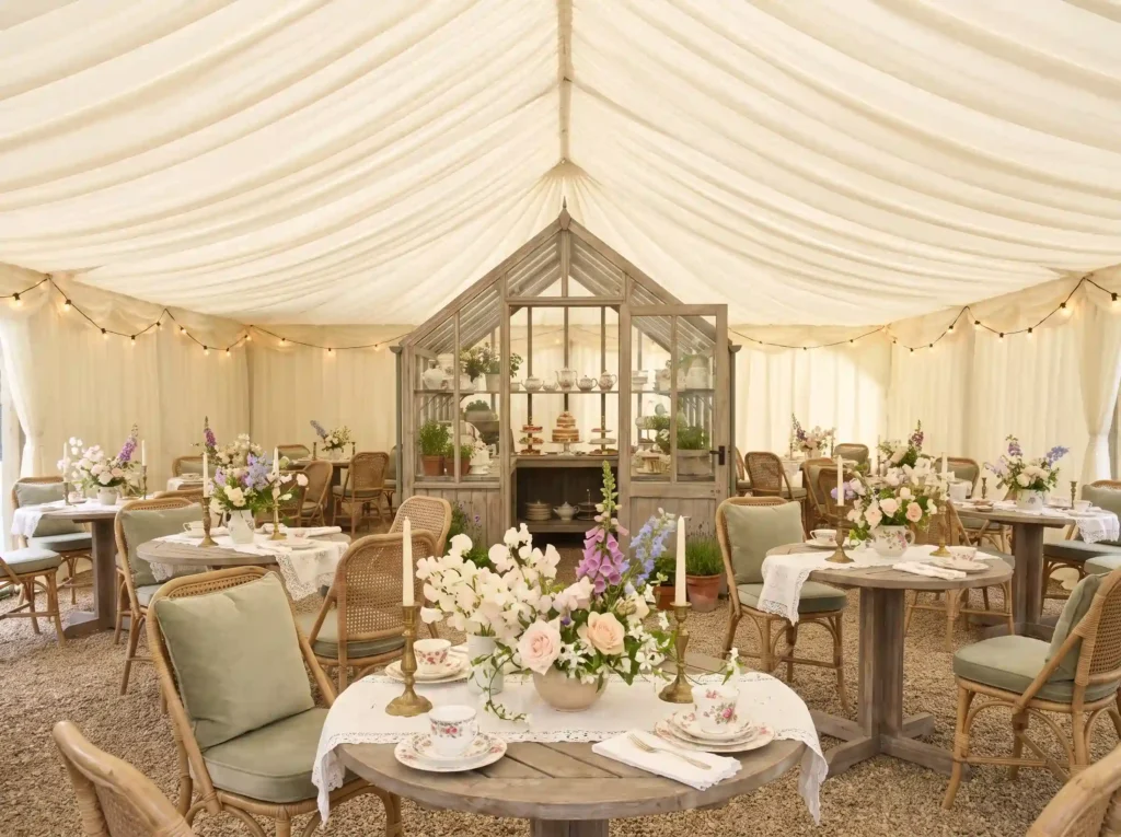 English tea garden wedding recep… K