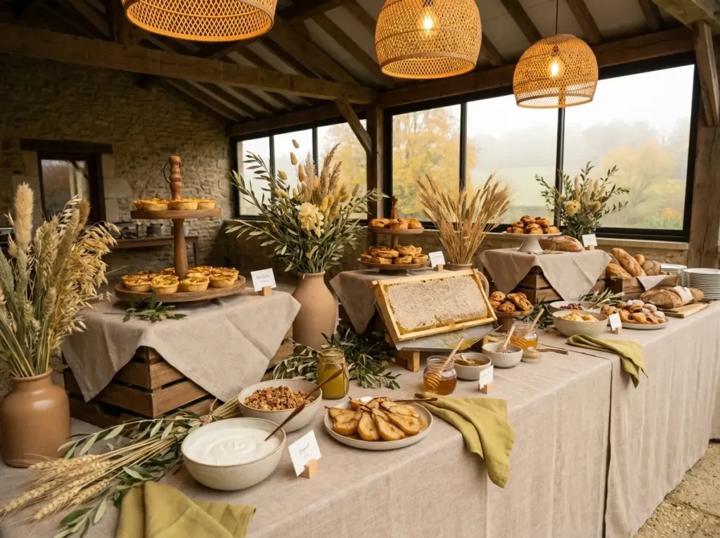 Fall wedding brunch buffet display