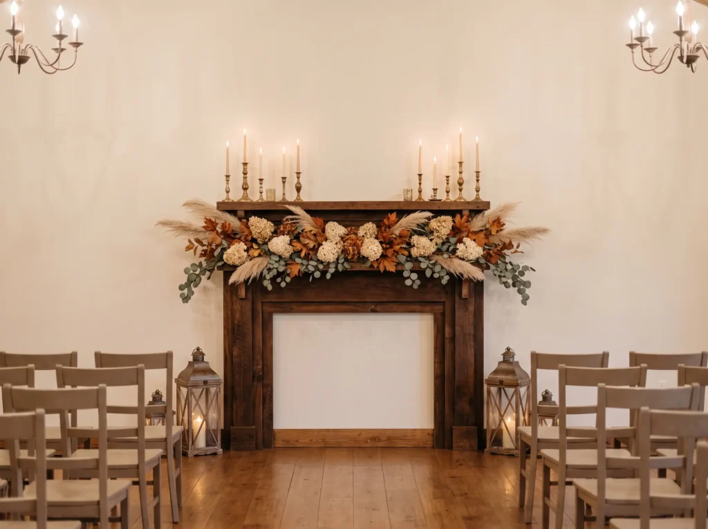 Mantel ceremony decor with foliage K