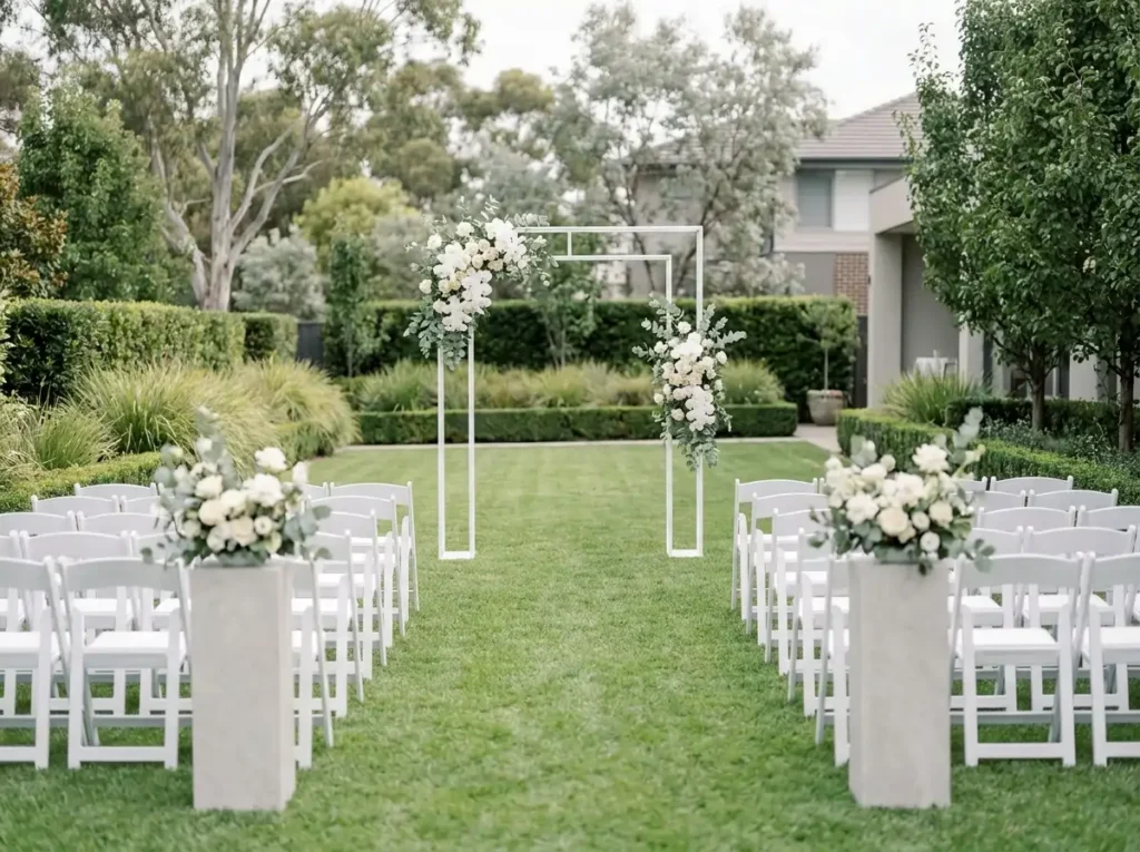 Minimalist backyard wedding cere…