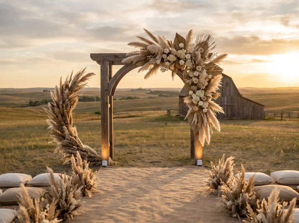 Prairie ceremony arch with dried… K