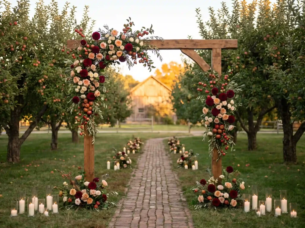 Apple orchard candle arch ceremony K