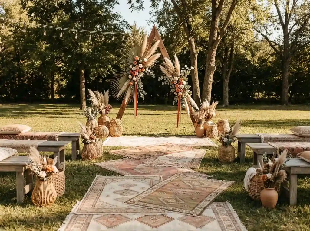 Bohemian backyard wedding ceremo…