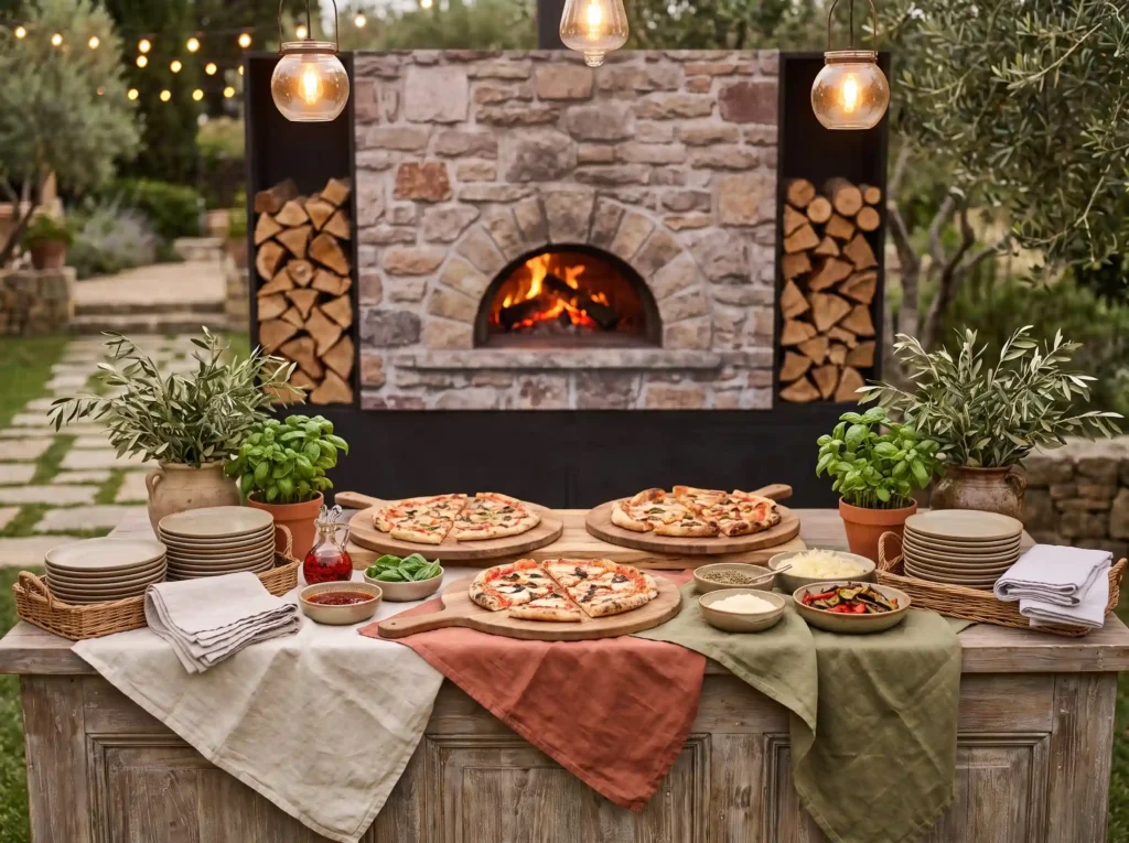 Rustic pizza station setup K