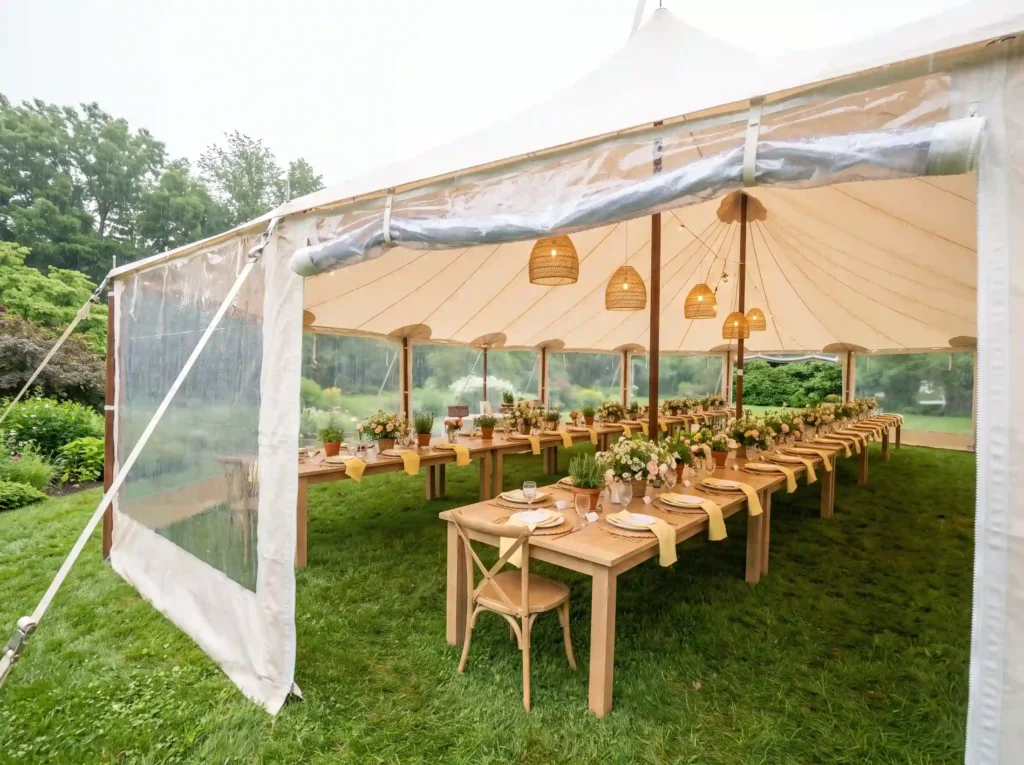 Tent covers garden brunch tables K