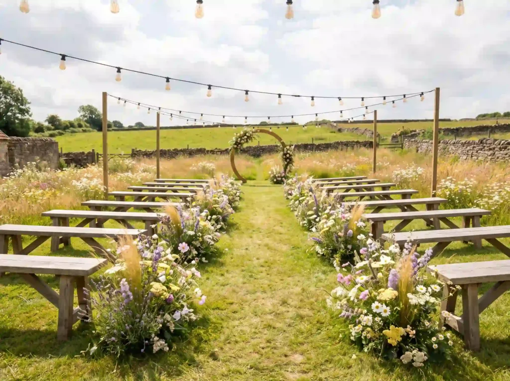 Wildflower aisle countryside wed… K