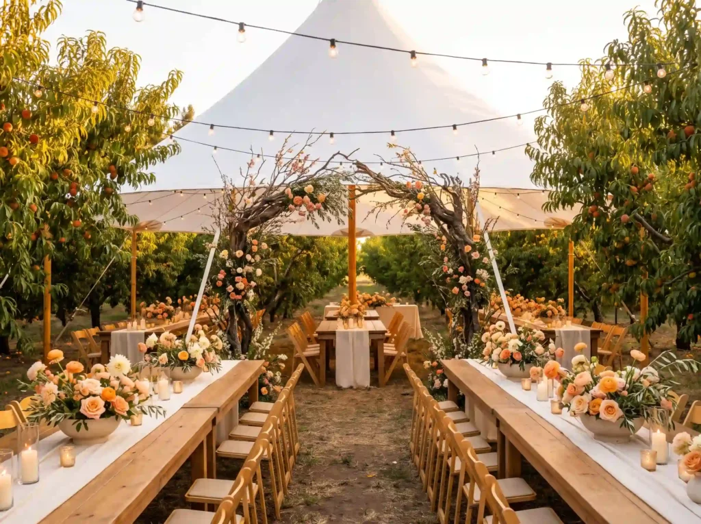 Backyard orchard wedding recepti… K