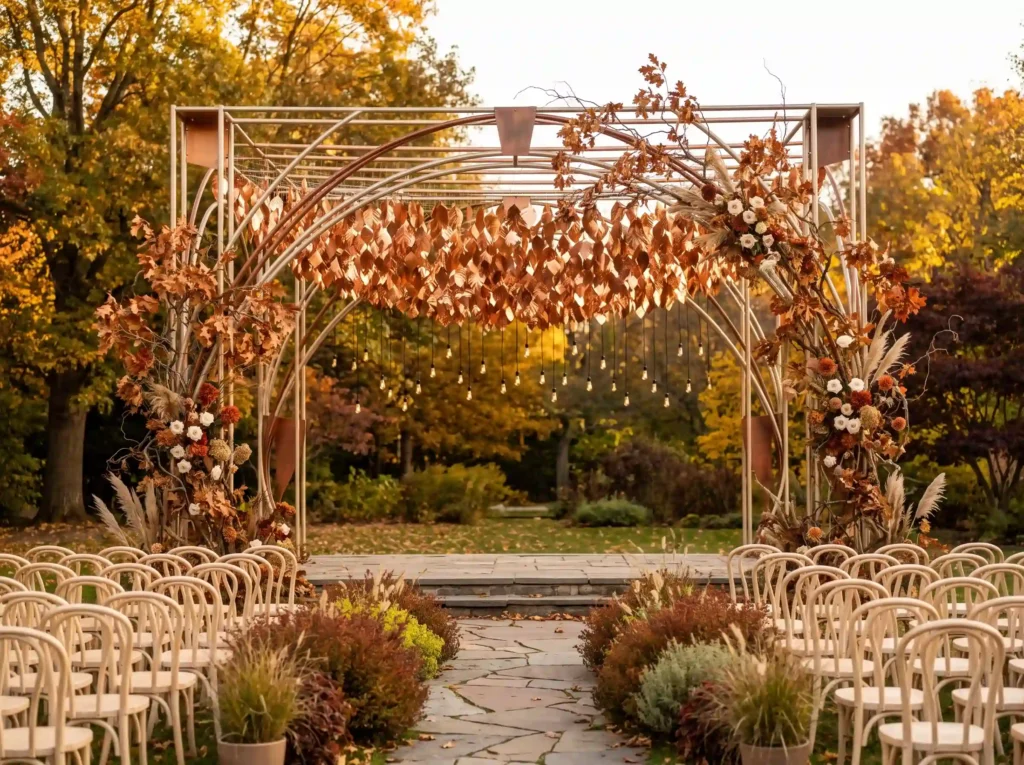 Copper canopy autumn wedding cer… K