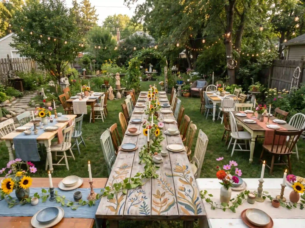 Eclectic garden wedding receptio… K