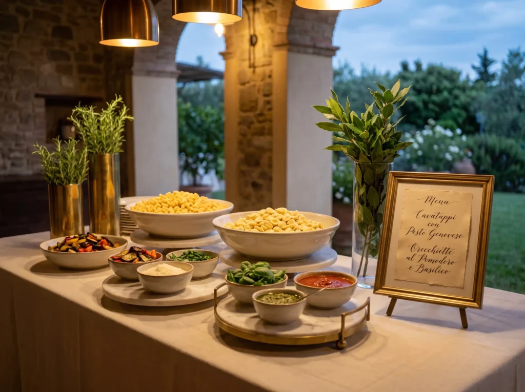 Elegant pasta bar setup K
