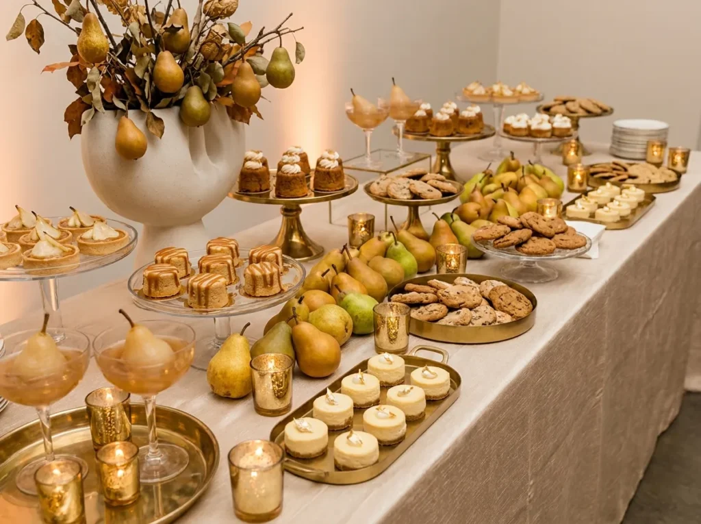 Golden pear dessert buffet