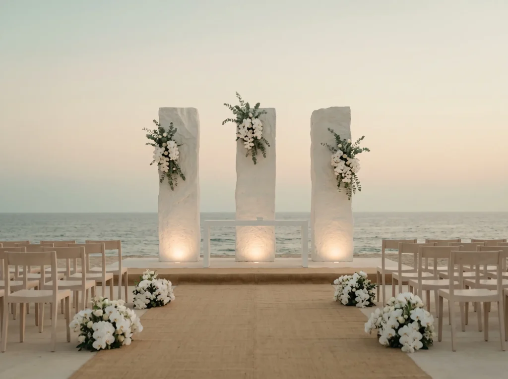 Minimalist beach ceremony setup K