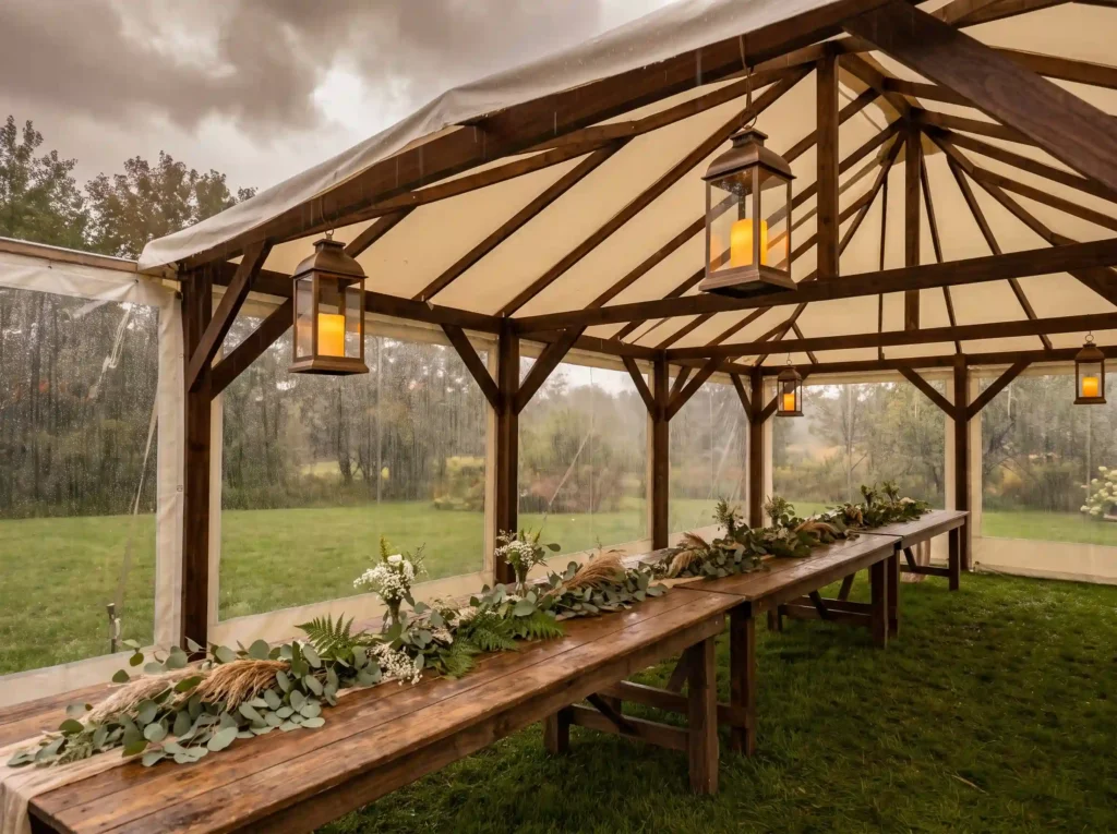 Rustic tent shelters wedding K